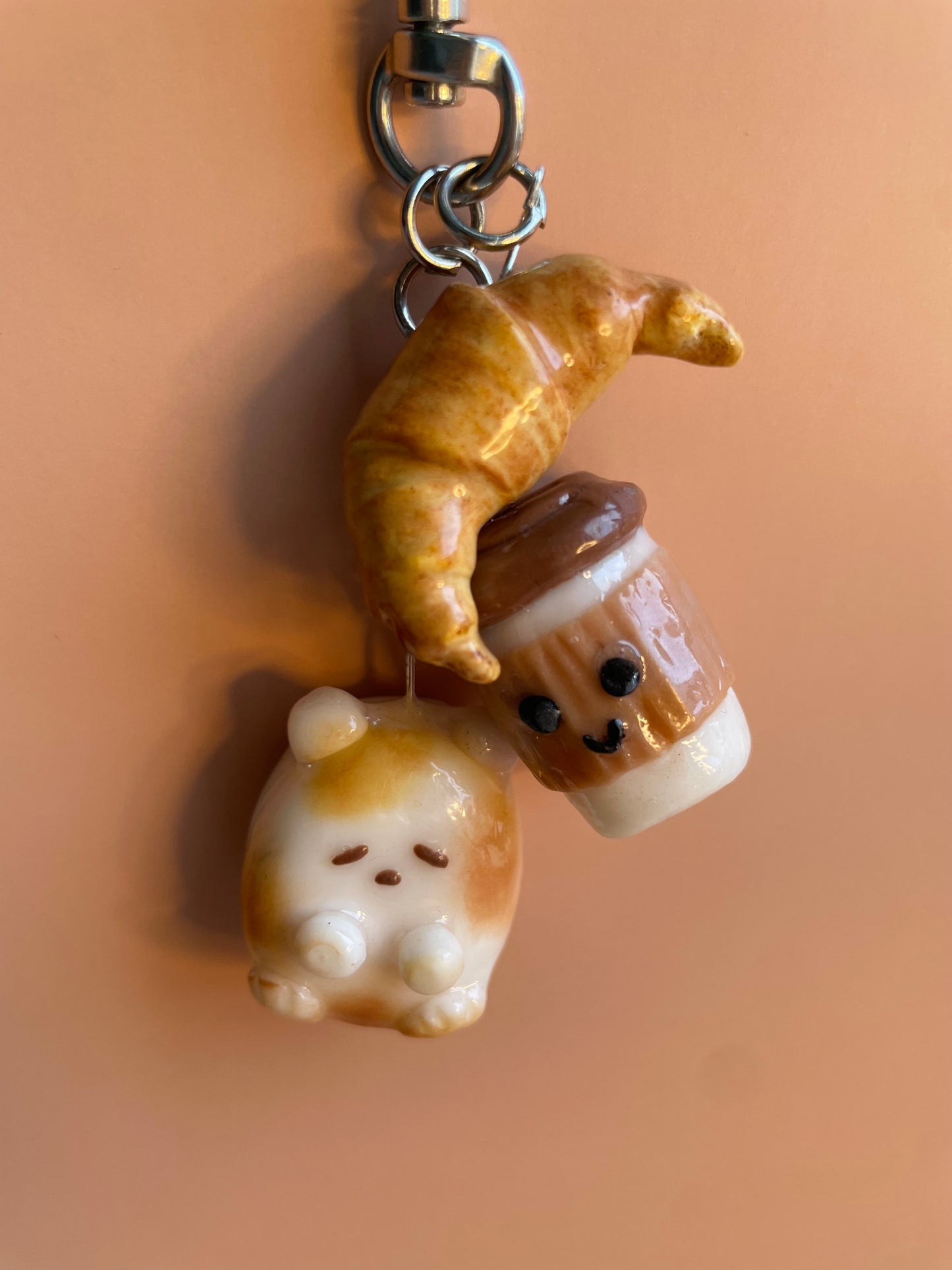 Sleepy Croissant Kitty Bag Charm