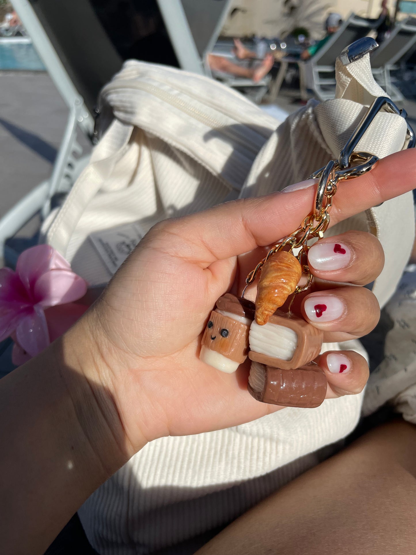 Croissant Café Reads Bag Charm