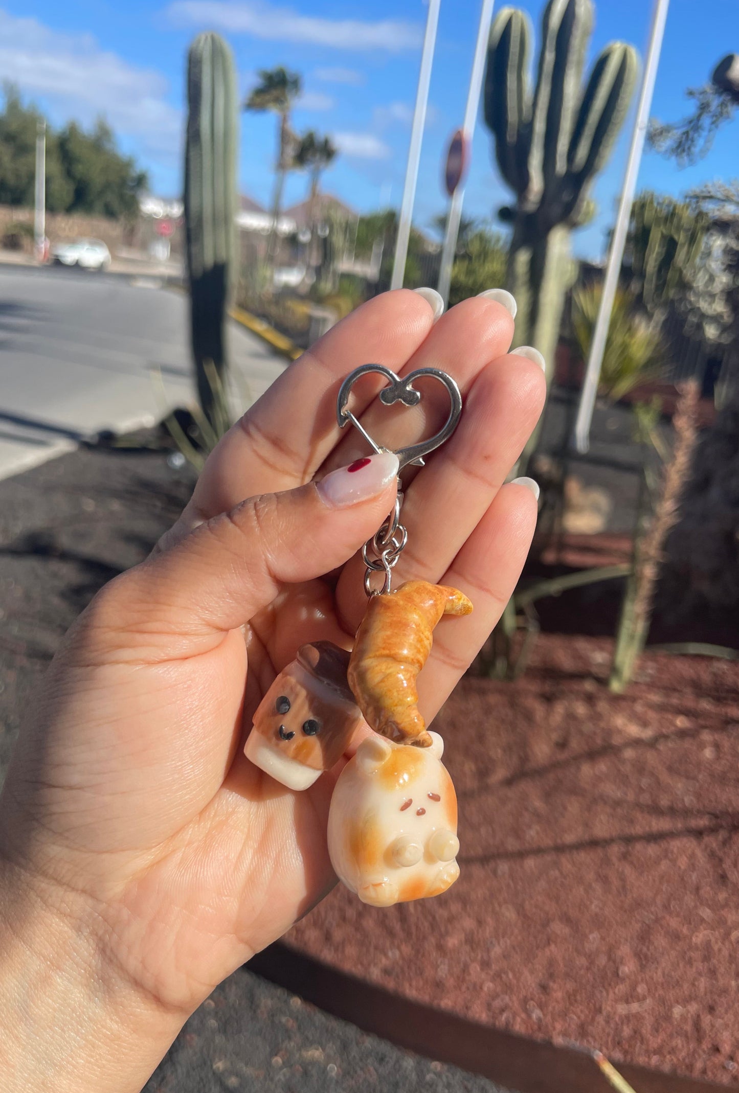 Sleepy Croissant Kitty Bag Charm
