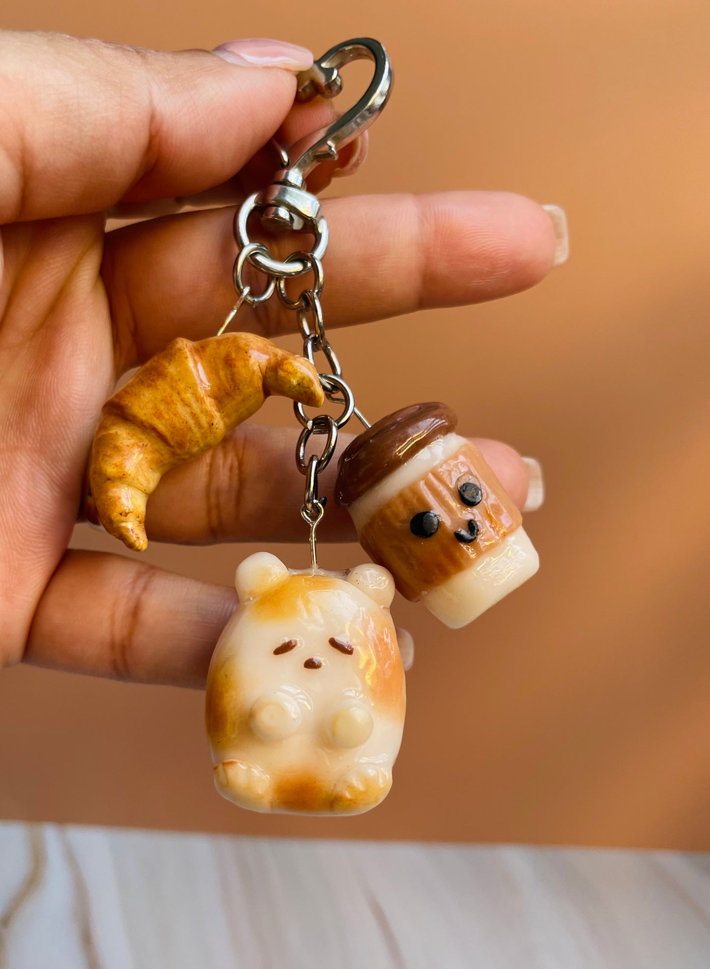Sleepy Croissant Kitty Bag Charm