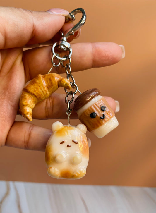 Sleepy Croissant Kitty Bag Charm